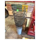 LOT OF METAL PAILS BUCKETS 4 TENNIS BALLS ETC