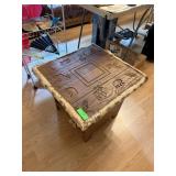 RUSTIC BIRCH SIDE TABLE BEAR MOOSE MOTIF
