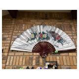 LARGE ASIAN FOLDING BAMBOO FAN