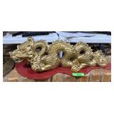 LARGE GOLD PAINTED DRAGON SCULPTURE