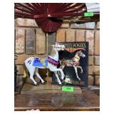 VINTAGE HANDMADE WOOD CAROUSEL HORSE W BOOK
