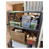 METAL SHELF UNIT WITH CONTENTS