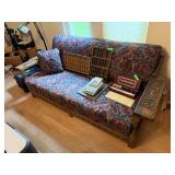 CARVED OAK ARM REST SOFA / COUCH