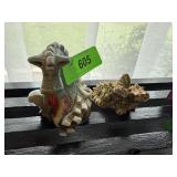 2PC POTTERY HAND MADE DRAGON SCULPTURES