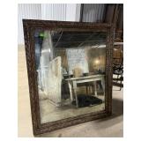 LARGE VINTAGE WOOD BACKED FRAMED MIRROR