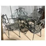 IRON BASE GLASS TOP SUNROOM / PATIO TABLE NOTE