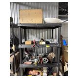 PLASTIC SHELF UNIT W TOOLS AND CONTENTS