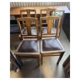 4PC VINTAGE DINING CHAIRS W LEATHER TOPS
