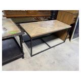IRON BASE WOOD TOP COFFEE TABLE