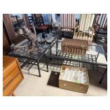 3PC GLASS TOP IRON COFFEE TABLES