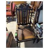 ANTIQUE ENGLISH BARLEY TWIST JACOBEAN THRONE CHAIR