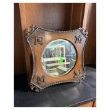 ANTIQUE OAK ROUND MIRROR