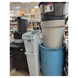 Large lot of trash cans
