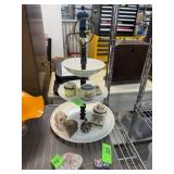 SPECKLED PORCELAIN SNACK SERVER W CONTENTS