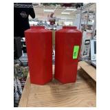 PAIR OF MATCHED RED VASES