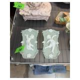 2PC GERMAN BISQUE PORCELAIN WALL POCKETS