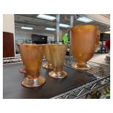 VINTAGE JEANETTE CARNIVAL GLASS PITCHER CUPS