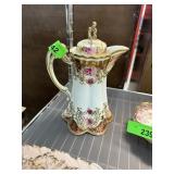 ANTIQUE PORCELAIN PITCHER W LID NOTE