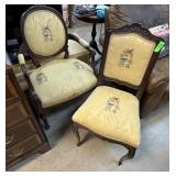 ANTIQUE LADIES & GENTS FORMAL SITTING CHAIRS