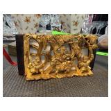 ANTIQUE CHINESE HIGH GILT CARVED TEMPLE PANEL