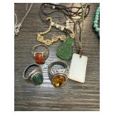 LOT OF MIXED CHINESE JEWELRY BUDDHA PENDANT RINGS+