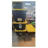 5 large heavy duty totes w lids 3 are 27 gallon 2