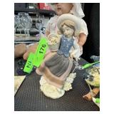 LLADRO PORCELAIN SCULPTURE GIRL W FLOWERS NOTE
