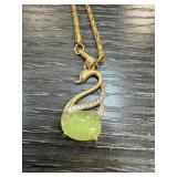 CHINESE JADE SWAN PENDANT / NECKLACE