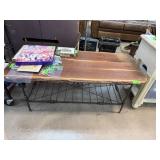WOOD SLAB IRON BASE COFFEE TABLE