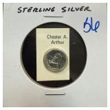 CHESTAR A ARTHUR STERLING SILVER FRANKLIN MINT RD