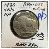 1930-S/S/S BUFFALO NICKEL RPM-007 RARE RPM