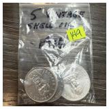 5PC VINTAGE SHELL OIL TOKENS