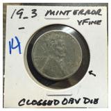 19_3 1943 CLOGGED DIE WHEAT PENNY CENT ERROR