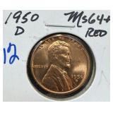 1950-D WHEAT PENNY CENT RED HIGH GRADE