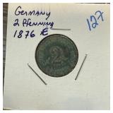 1876-E GERMANY 2 PFENNIG