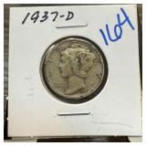 1937-D MERCURY SILVER DIME