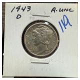 1943-D MERCURY SILVER DIME BETTER