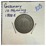 1888 E GERMANY 10 PFENNIG