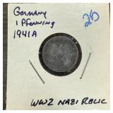 1941-A GERMANY 1 PFENNIG WW2 NAZI ERA COIN