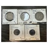 5PC MIXED BRAZIL FOREIGN COINS