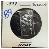 .999 9 DIAMONDS SILVER BULLION INGOT