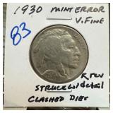 1930 BUFFALO NICKEL CLASHED DIES