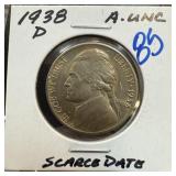1938-D JEFFERSON NICKEL SCARCE DATE BETTER