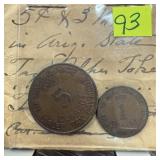 2PC VINTAGE ARIZONA SALES TAX TOKENS