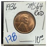 1936 WHEAT PENNY CENT HIGH GRADE RED