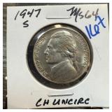 1947-S JEFFERSON NICKEL HIGH GRADE