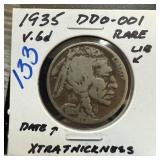 1935 BUFFALO NICKEL DDO-001 RARE