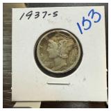 1937-S MERCURY SILVER DIME