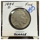 1934-D BUFFALO NICKEL HARDER DATE