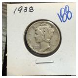 1938 MERCURY SILVER DIME